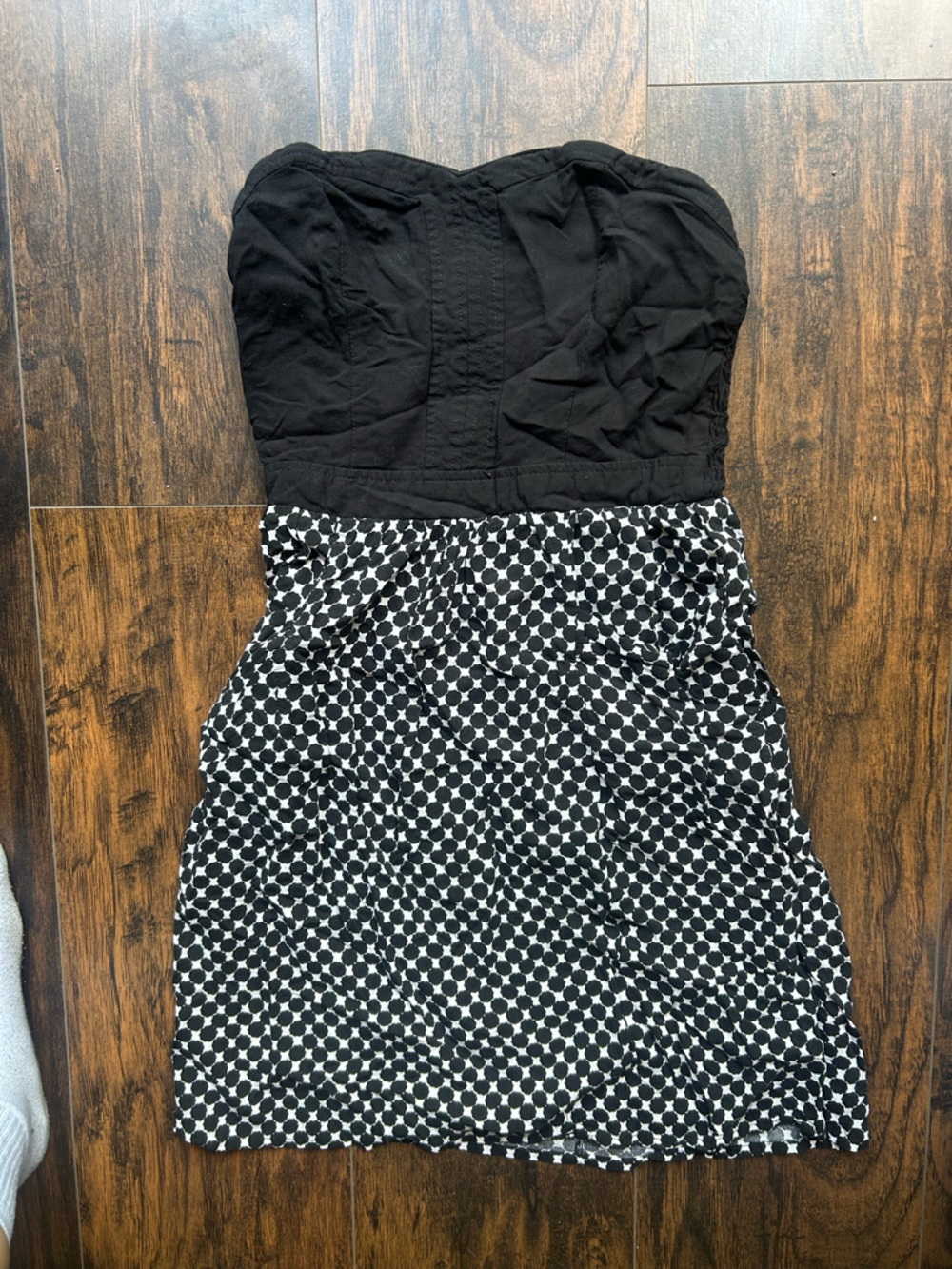 Black Strapless Polka Dot Skirt Women's Dress